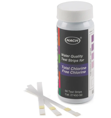 100% New Hach Free & Total Chlorine Test Strips with 0-10 mg/L Range for Swift On-Site Evaluation, 50 Tests per Package