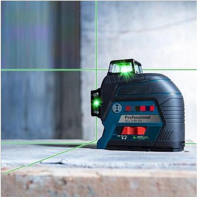Original laser level GLL3-60XG, GLL30G - three-line automatic leveling device with green laser line projection - can be mounted on the wall