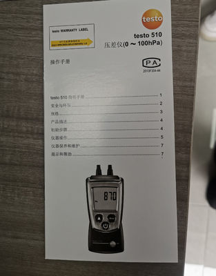 Testo510 Mini Differential Pressure Tester With Temperature and Air Density Compensated Difference Pressure Meter 0563 0510