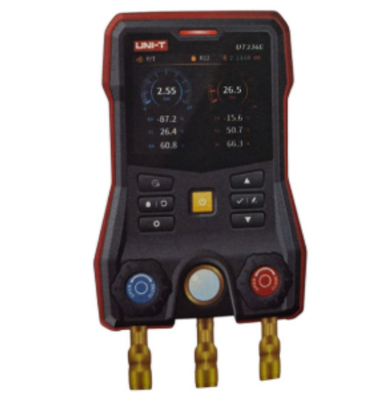 UNI-T UT336E KIT Digital Manifold Gauge with 2 Wireless Temperature Clamps and 3.5" HD Color Display for 162+ Refrigerants