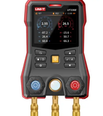 UNI-T UT336E KIT Digital Manifold Gauge 2 Wireless Temperature Clamps 3.5" HD Color Display 162+ Refrigerants OEM 1 Year